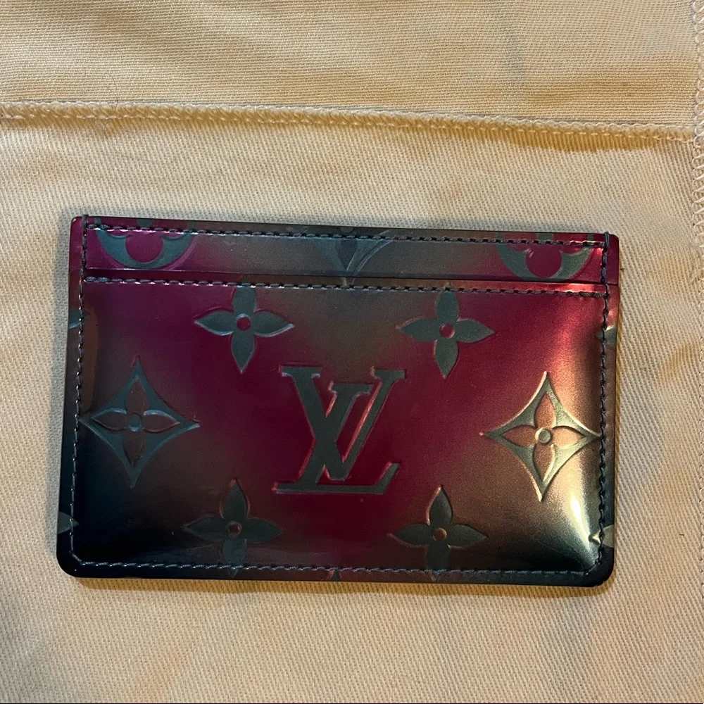 LouisVuitton Metallic Vernis Card Holder Blue Pink - Picture 1 of 5